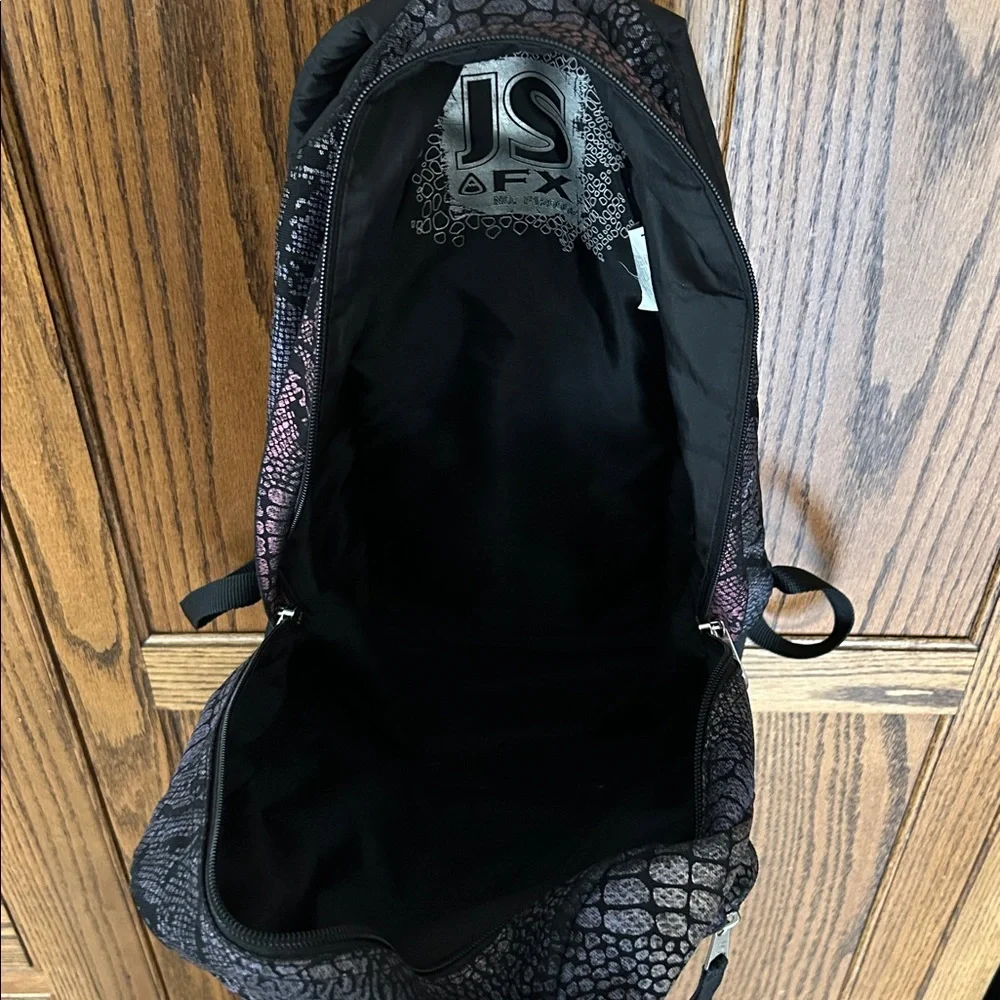 JanSport Black‎ Purple Backpack Snakeprint Metallic Bookbag